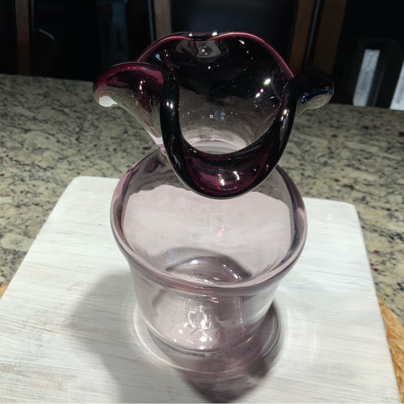 Vintage Purple Ombre Blown Ruffle  Glass Vase - Picture 1 of 3
